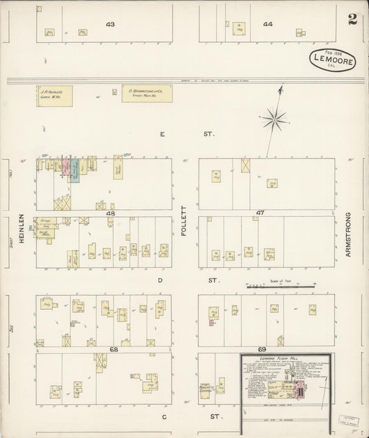 Sanborn Fire Insurance Map from Lemoore, Kings County, California (1888), Sheet #0002 - Historic Sanborn Fire Insurance Map Print, vintage old map wall art, antique decor, genealogy gift, California California map