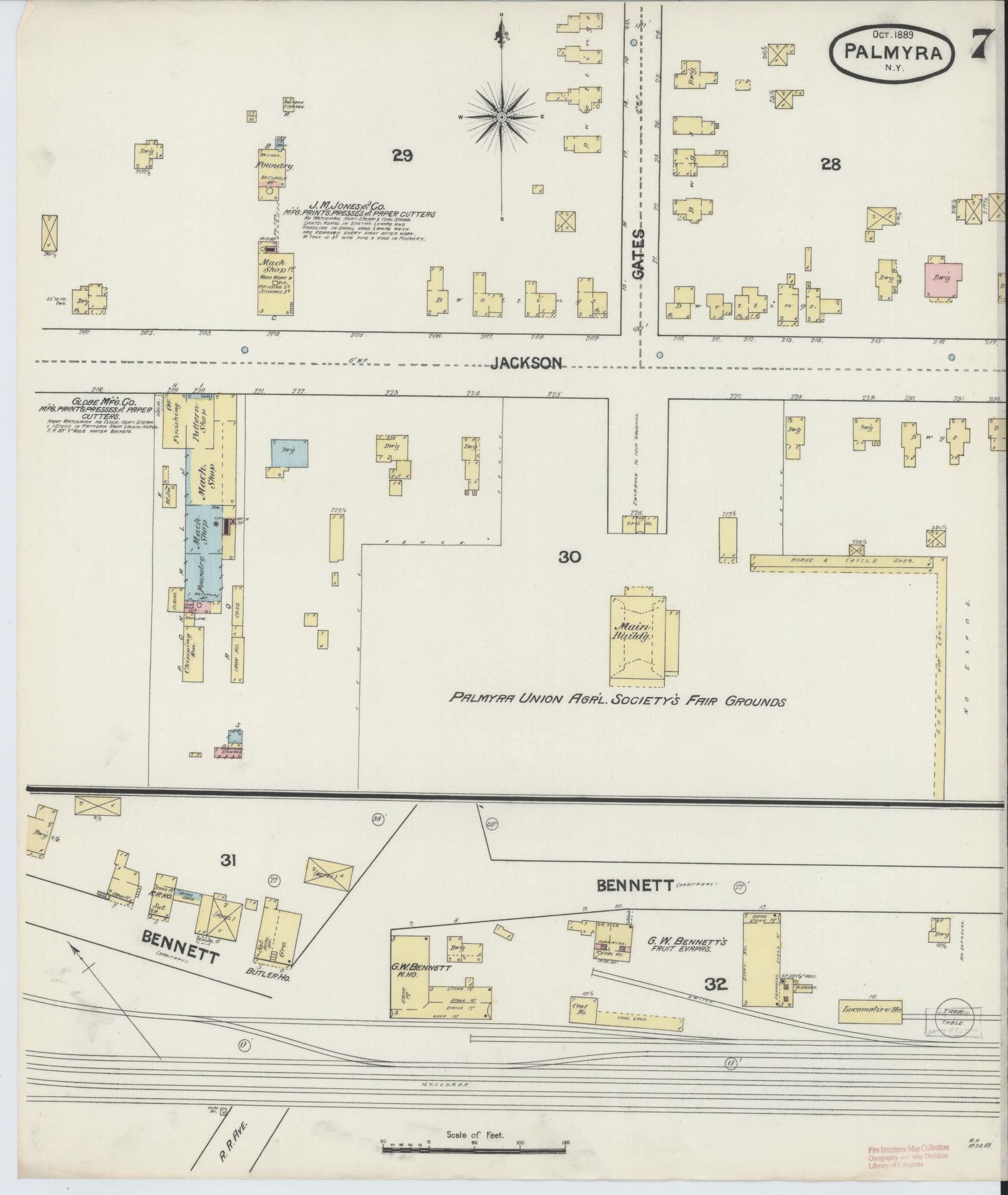 Sanborn Fire Insurance Map from Palmyra, Wayne County, New York (1889), Sheet #0007 - Complete Map Set gallery image, historic Sanborn map, vintage wall art, New York New York