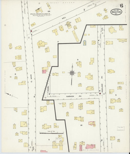 Sanborn Fire Insurance Map from Brocton, Chautauqua County, New York (1913), Sheet #0006 - Historic Sanborn Fire Insurance Map Print, vintage old map wall art, antique decor, genealogy gift, New York New York map
