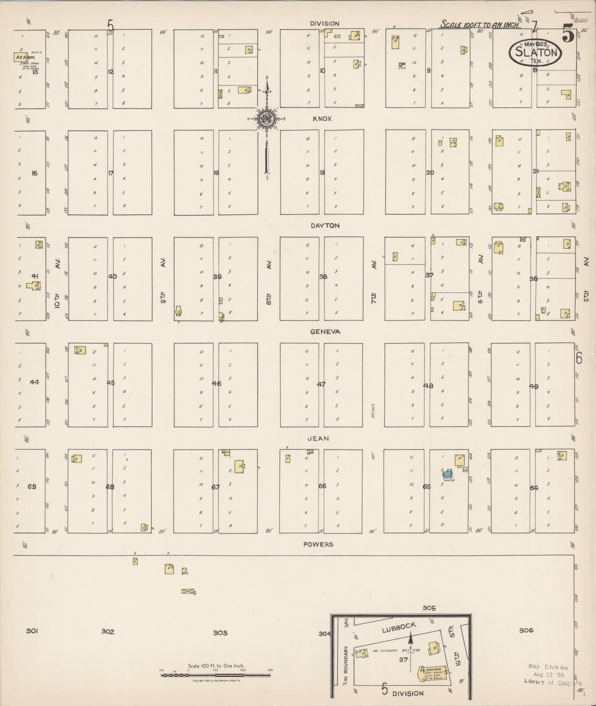 Sanborn Fire Insurance Map from Slaton, Lubbock County, Texas (1922), Sheet #0005 - Complete Map Set gallery image, historic Sanborn map, vintage wall art, Texas Texas