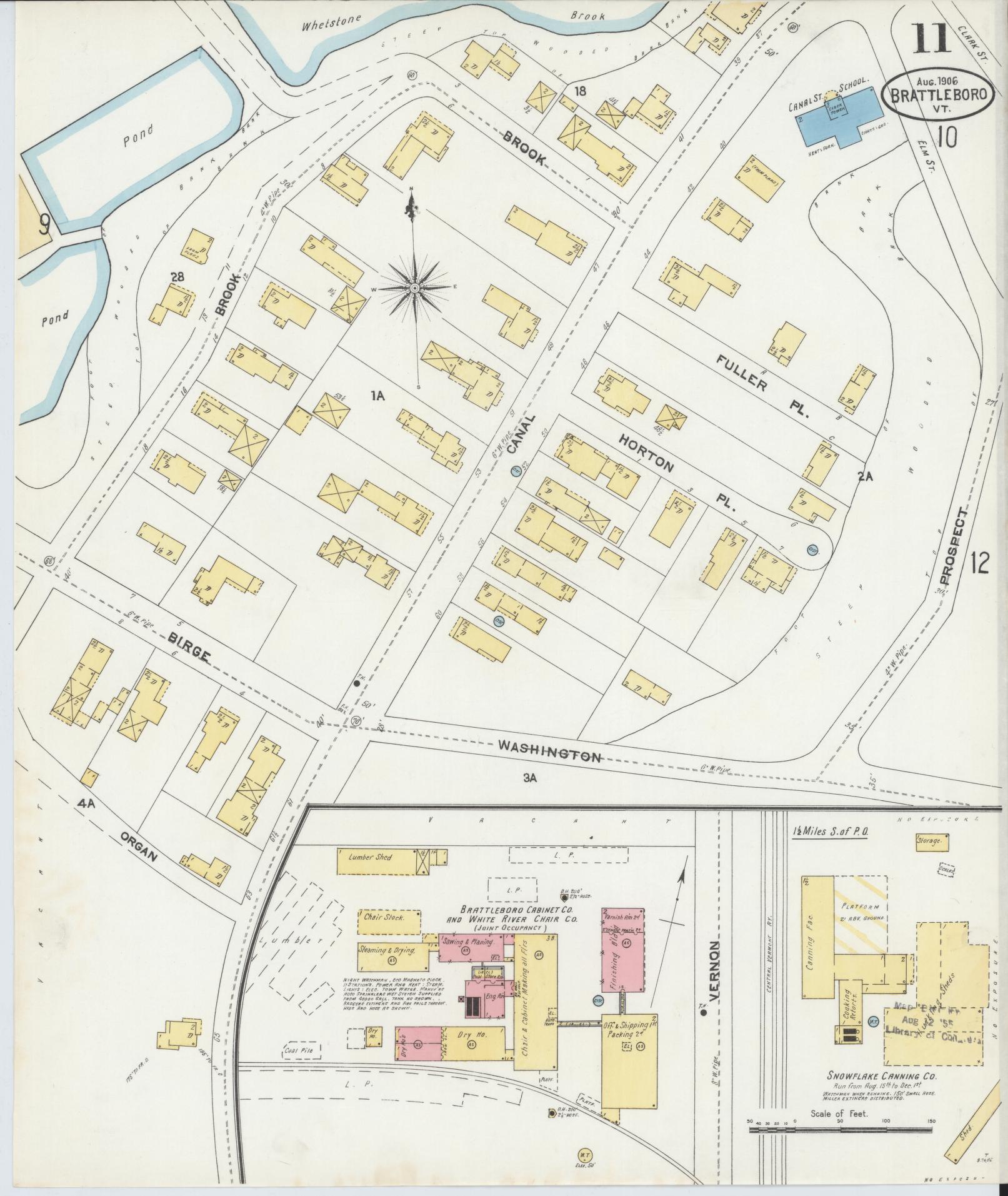 Sanborn Fire Insurance Map from Brattleboro, Windham County, Vermont (1906), Sheet #0011 - Complete Map Set gallery image, historic Sanborn map, vintage wall art, Vermont Vermont