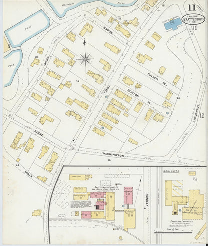 Sanborn Fire Insurance Map from Brattleboro, Windham County, Vermont (1906), Sheet #0011 - Complete Map Set gallery image, historic Sanborn map, vintage wall art, Vermont Vermont