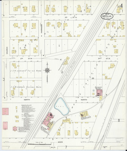 Sanborn Fire Insurance Map from Mount Olive, Macoupin County, Illinois (1910), Sheet #0004 - Complete Map Set gallery image, historic Sanborn map, vintage wall art, Illinois Illinois