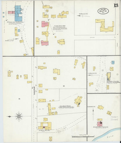 Sanborn Fire Insurance Map from Bath, Steuben County, New York (1904), Sheet #0013 - Complete Map Set gallery image, historic Sanborn map, vintage wall art, New York New York