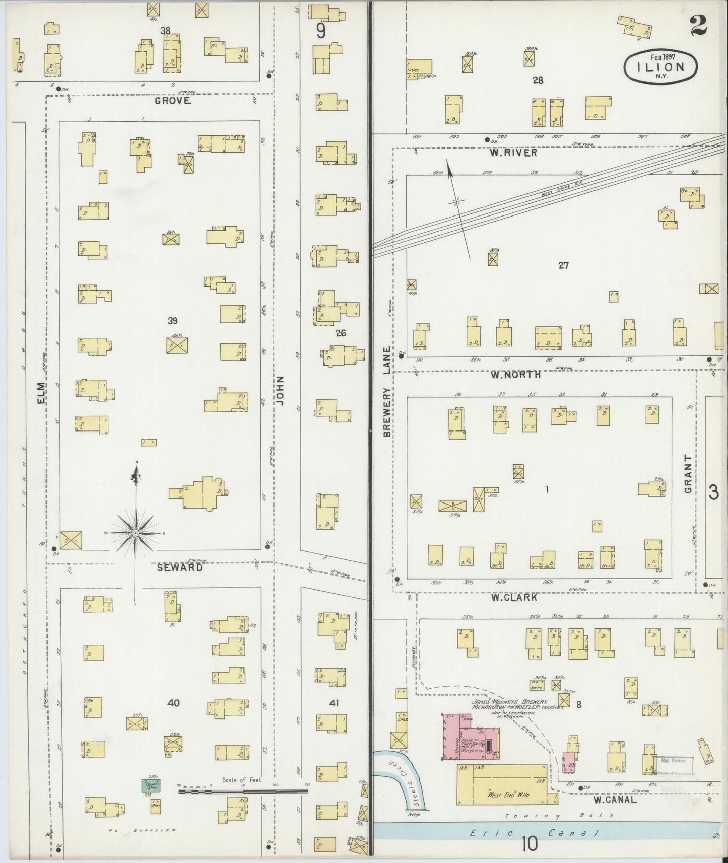 Sanborn Fire Insurance Map from Ilion, Herkimer County, New York (1897), Sheet #0002 - Historic Sanborn Fire Insurance Map Print, vintage old map wall art, antique decor, genealogy gift, New York New York map