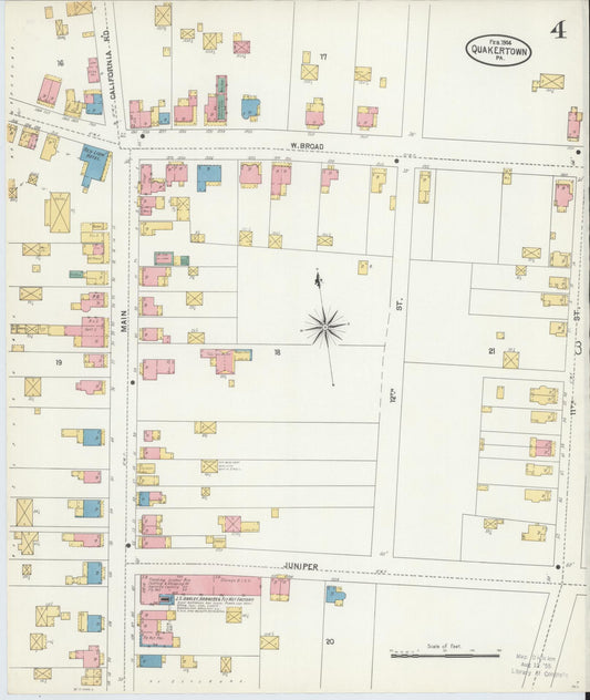 Sanborn Fire Insurance Map from Quakertown, Bucks County, Pennsylvania (1904), Sheet #0004 - Historic Sanborn Fire Insurance Map Print, vintage old map wall art, antique decor, genealogy gift, Pennsylvania Pennsylvania map