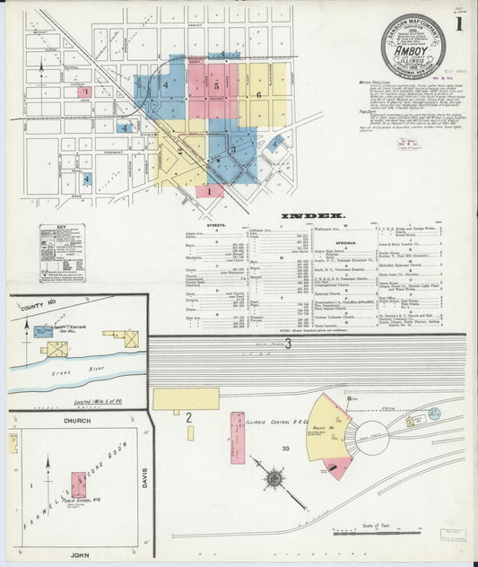 Sanborn Fire Insurance Map from Amboy, Lee County, Illinois (1910), Sheet #0001 - Historic Sanborn Fire Insurance Map Print, vintage old map wall art, antique decor, genealogy gift, Illinois Illinois map