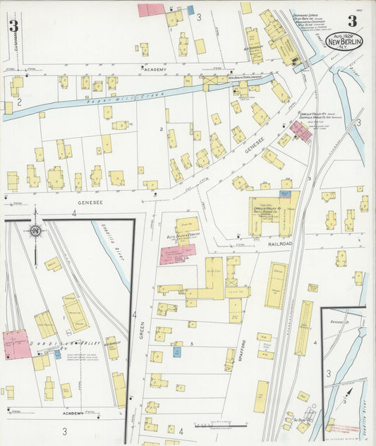 Sanborn Fire Insurance Map from New Berlin, Chenango County, New York (1929), Sheet #0003 - Historic Sanborn Fire Insurance Map Print, vintage old map wall art, antique decor, genealogy gift, New York New York map