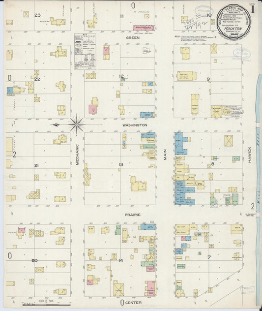 Sanborn Fire Insurance Map from Rockton, Winnebago County, Illinois (1898), Sheet #0001 - Complete Map Set gallery image, historic Sanborn map, vintage wall art, Illinois Illinois