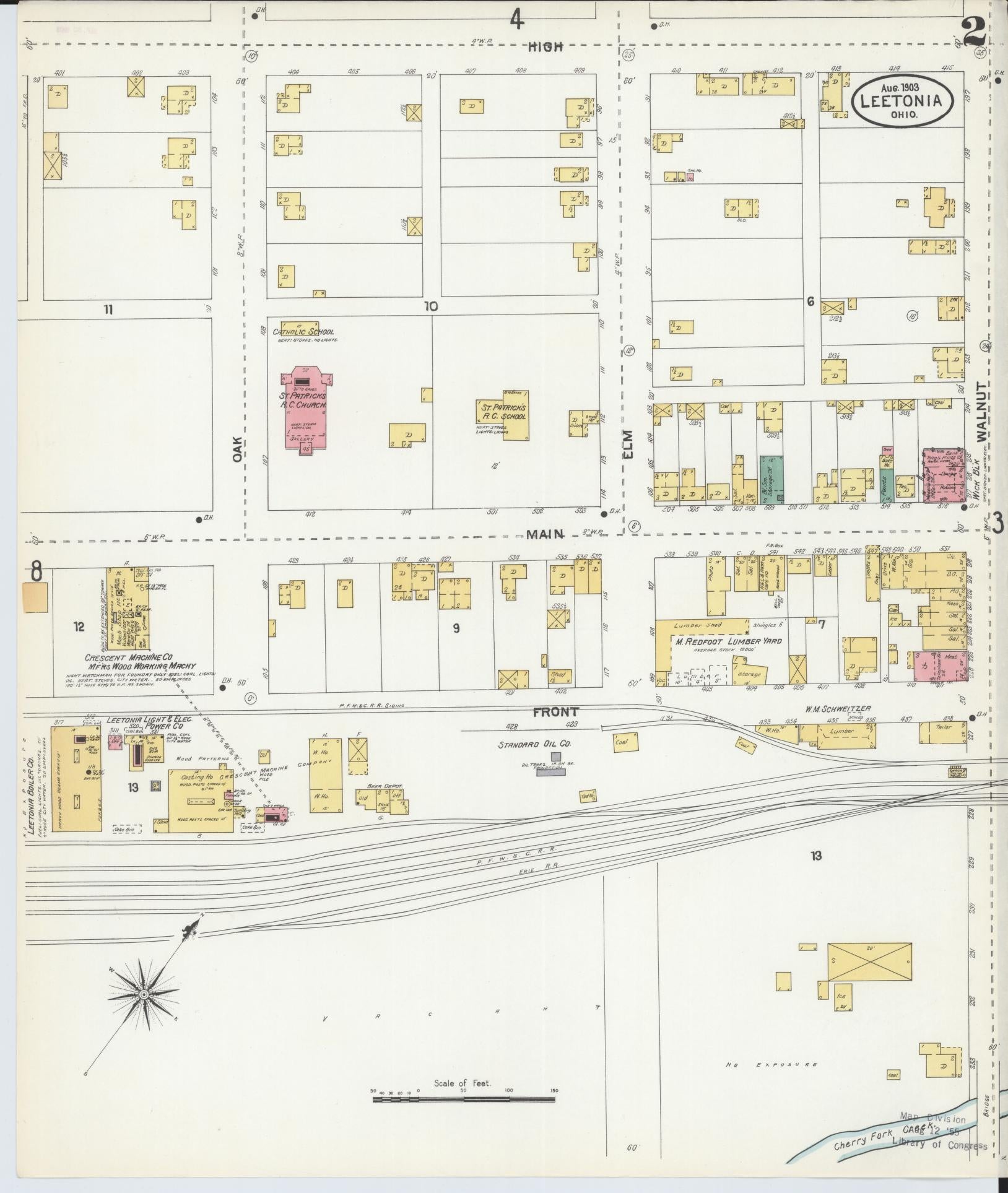 Sanborn Fire Insurance Map from Leetonia, Columbiana County, Ohio (1903), Sheet #0002 - Historic Sanborn Fire Insurance Map Print, vintage old map wall art, antique decor, genealogy gift, Ohio Ohio map