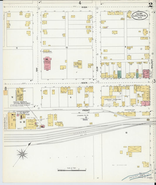Sanborn Fire Insurance Map from Leetonia, Columbiana County, Ohio (1903), Sheet #0002 - Historic Sanborn Fire Insurance Map Print, vintage old map wall art, antique decor, genealogy gift, Ohio Ohio map
