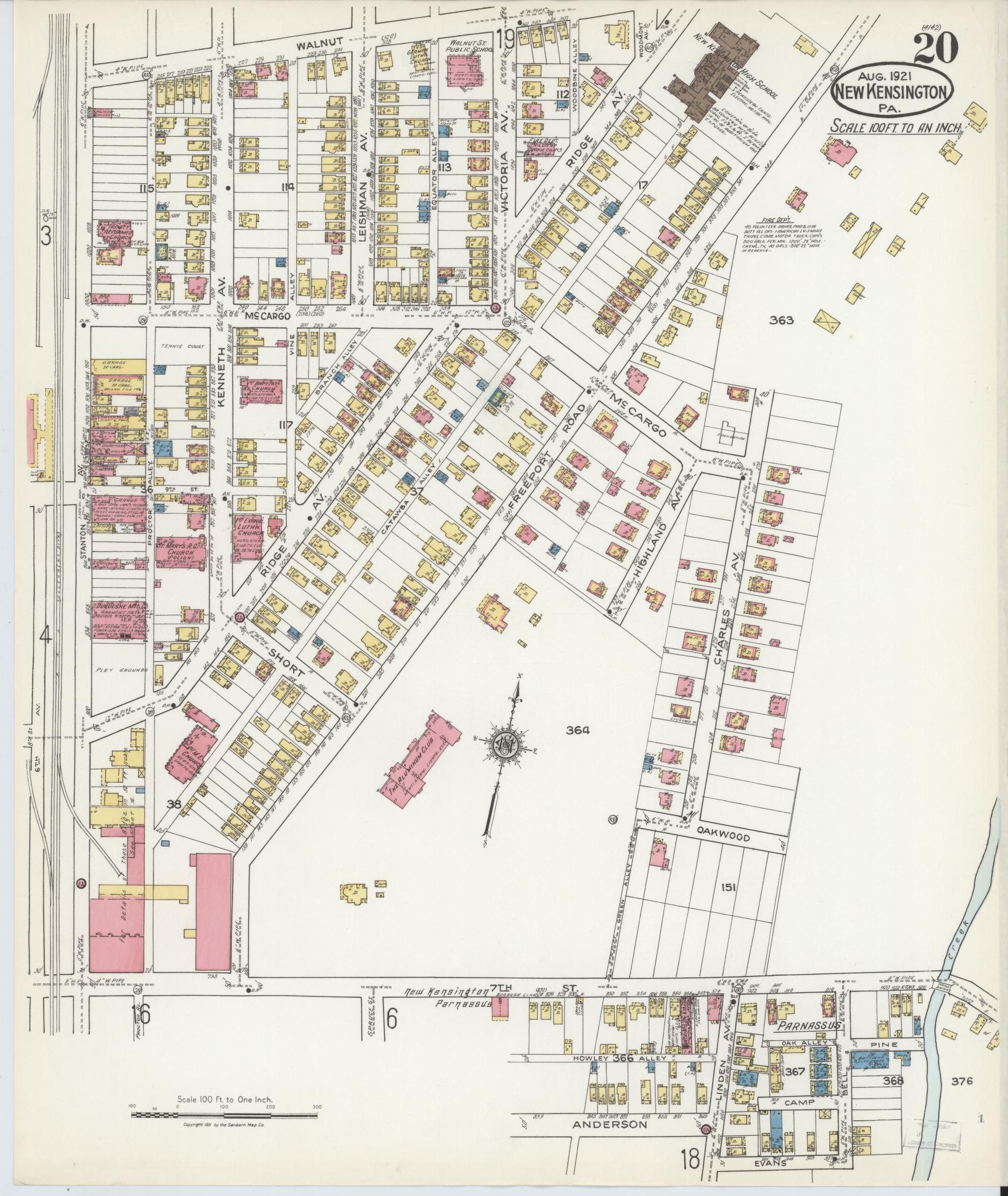 Sanborn Fire Insurance Map from New Kensington, Westmoreland County, Pennsylvania (1921), Sheet #0020 - Complete Map Set gallery image, historic Sanborn map, vintage wall art, Pennsylvania Pennsylvania