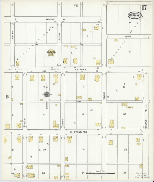 Sanborn Fire Insurance Map from McKinney, Collin County, Texas (1920), Sheet #0017 - Historic Sanborn Fire Insurance Map Print, vintage old map wall art, antique decor, genealogy gift, Texas Texas map