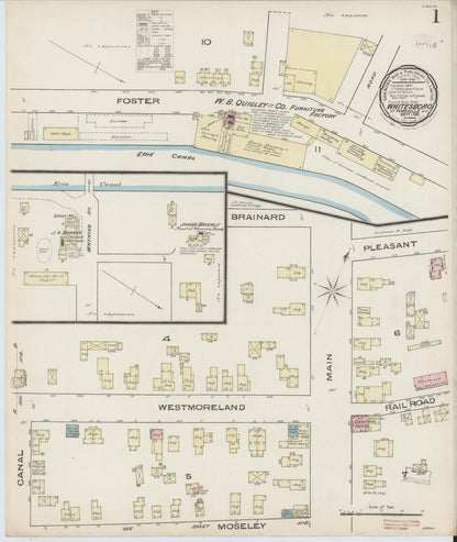 Sanborn Fire Insurance Map from Whitesboro, Oneida County, New York (1885), Sheet #0001 - Complete Map Set gallery image, historic Sanborn map, vintage wall art, New York New York