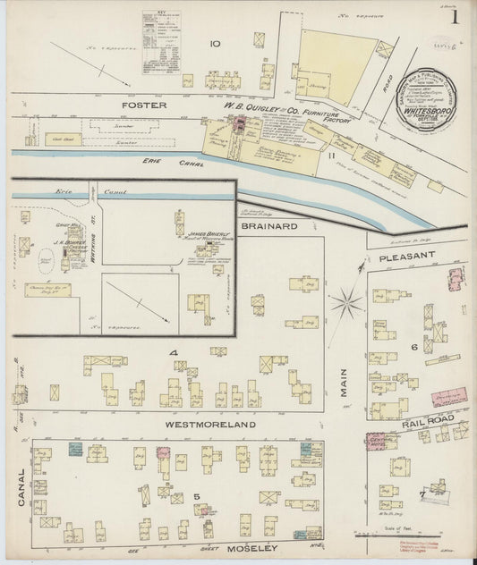 Sanborn Fire Insurance Map from Whitesboro, Oneida County, New York (1885), Sheet #0001 - Complete Map Set gallery image, historic Sanborn map, vintage wall art, New York New York