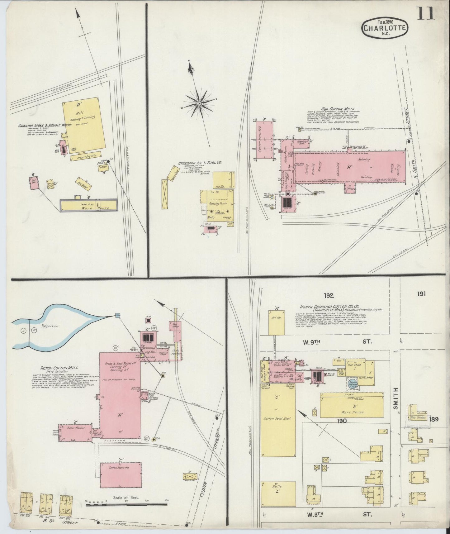 Sanborn Fire Insurance Map from Charlotte, Mecklenburg County, North Carolina (1896), Sheet #0011 - Complete Map Set gallery image, historic Sanborn map, vintage wall art, North Carolina North Carolina