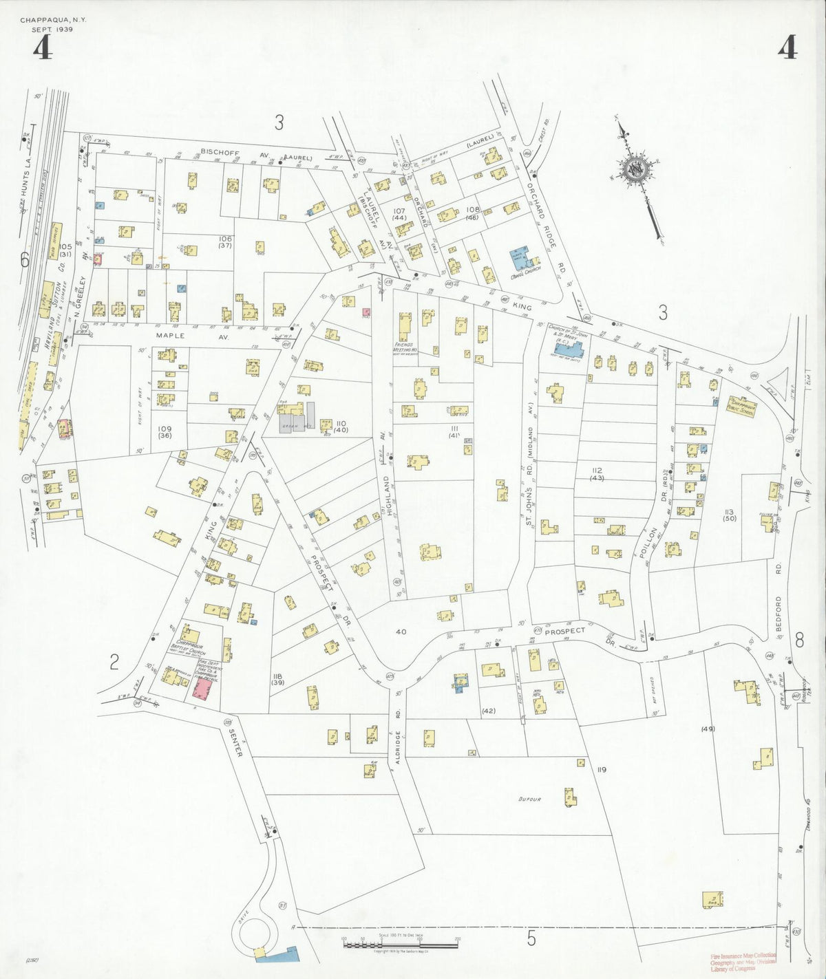 Sanborn Fire Insurance Map from Chappaqua, Westchester County, New York (1939), Sheet #0004 - Complete Map Set gallery image, historic Sanborn map, vintage wall art, New York New York