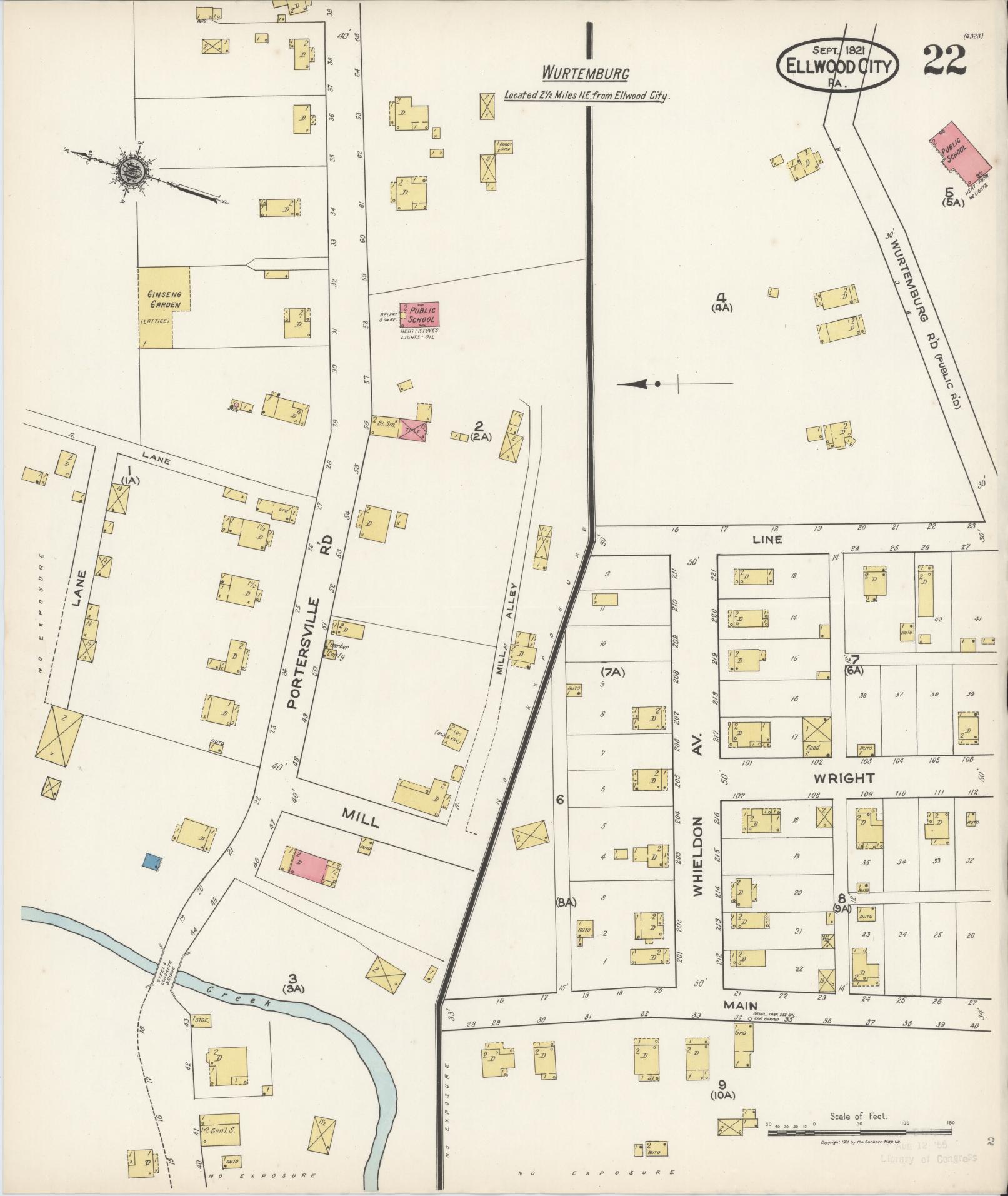 Sanborn Fire Insurance Map from Ellwood City, Lawrence County, Pennsylvania (1921), Sheet #0022 - Historic Sanborn Fire Insurance Map Print, vintage old map wall art, antique decor, genealogy gift, Pennsylvania Pennsylvania map