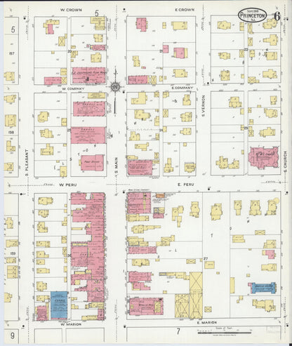 Sanborn Fire Insurance Map from Princeton, Bureau County, Illinois (1918), Sheet #0006 - Complete Map Set gallery image, historic Sanborn map, vintage wall art, Illinois Illinois