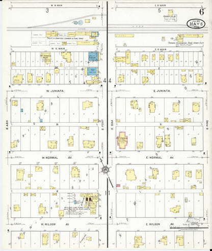 Sanborn Fire Insurance Map from Hays, Ellis County, Kansas (1918), Sheet #0006 - Complete Map Set gallery image, historic Sanborn map, vintage wall art, Kansas Kansas