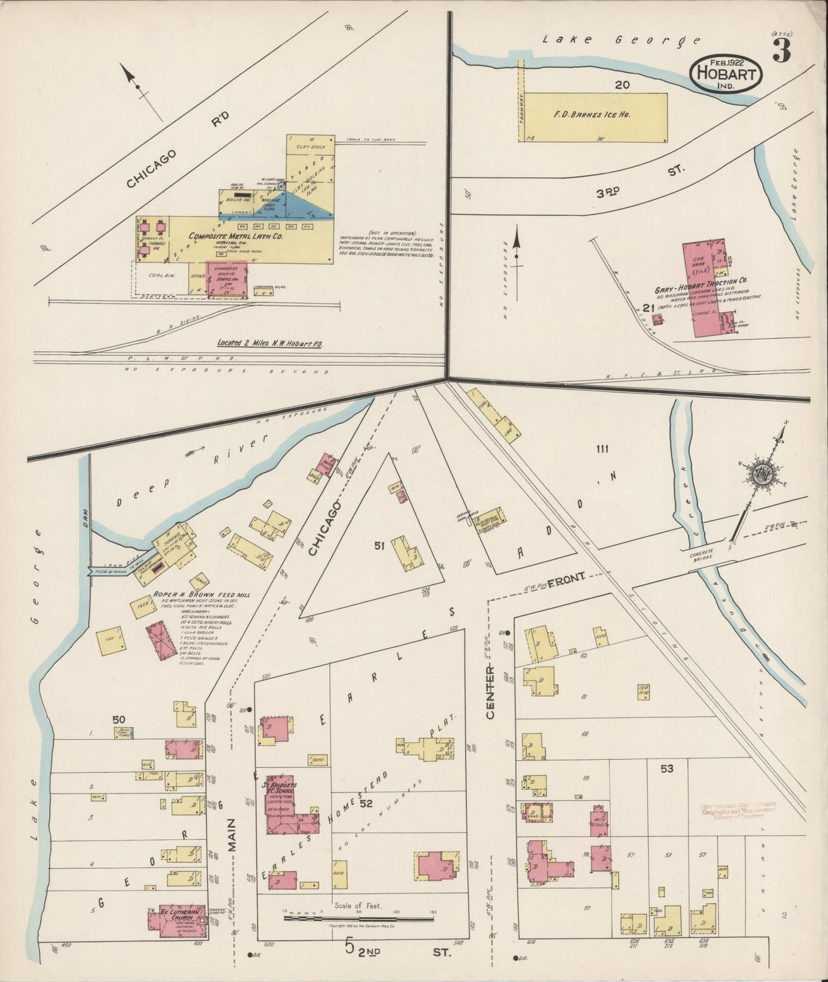 Sanborn Fire Insurance Map from Hobart, Lake County, Indiana (1922), Sheet #0003 - Historic Sanborn Fire Insurance Map Print, vintage old map wall art, antique decor, genealogy gift, Indiana Indiana map