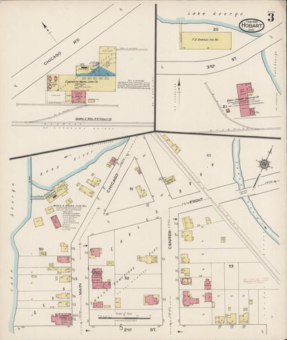 Sanborn Fire Insurance Map from Hobart, Lake County, Indiana (1922), Sheet #0003 - Historic Sanborn Fire Insurance Map Print, vintage old map wall art, antique decor, genealogy gift, Indiana Indiana map