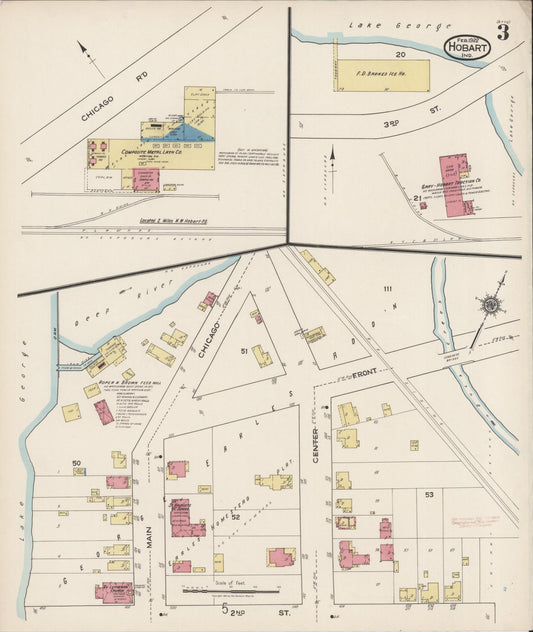Sanborn Fire Insurance Map from Hobart, Lake County, Indiana (1922), Sheet #0003 - Historic Sanborn Fire Insurance Map Print, vintage old map wall art, antique decor, genealogy gift, Indiana Indiana map