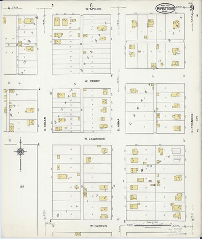 Sanborn Fire Insurance Map from Pipestone, Pipestone County, Minnesota (1921), Sheet #0009 - Historic Sanborn Fire Insurance Map Print, vintage old map wall art, antique decor, genealogy gift, Minnesota Minnesota map