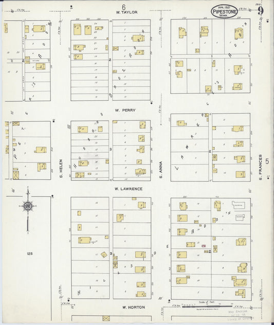 Sanborn Fire Insurance Map from Pipestone, Pipestone County, Minnesota (1921), Sheet #0009 - Historic Sanborn Fire Insurance Map Print, vintage old map wall art, antique decor, genealogy gift, Minnesota Minnesota map