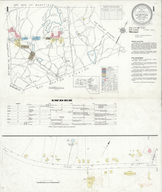 Sanborn Fire Insurance Map from Norton, Bristol County, Massachusetts. (1937) – Historic Sanborn Fire Insurance Map Print