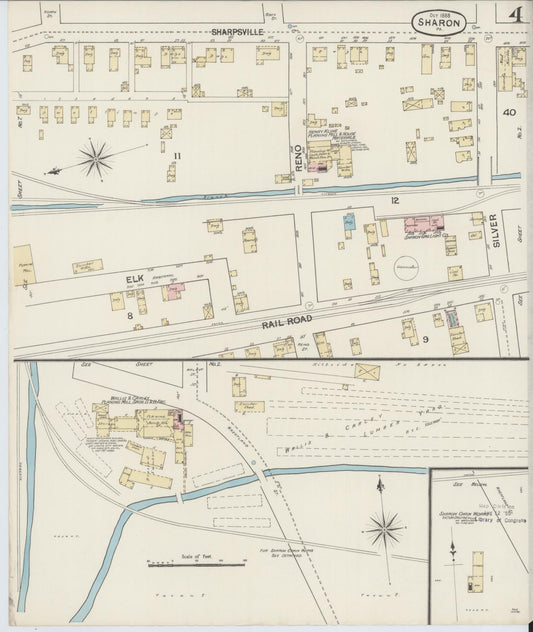 Sanborn Fire Insurance Map from Sharon, Mercer County, Pennsylvania (1888), Sheet #0004 - Historic Sanborn Fire Insurance Map Print, vintage old map wall art, antique decor, genealogy gift, Pennsylvania Pennsylvania map