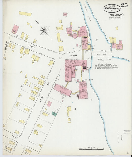 Sanborn Fire Insurance Map from New Brunswick, Middlesex County, New Jersey (1892), Sheet #0025 - Historic Sanborn Fire Insurance Map Print, vintage old map wall art, antique decor, genealogy gift, New Jersey New Jersey map
