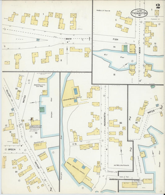Sanborn Fire Insurance Map from Thomaston, Knox County, Maine (1904), Sheet #0002 - Historic Sanborn Fire Insurance Map Print, vintage old map wall art, antique decor, genealogy gift, Maine Maine map