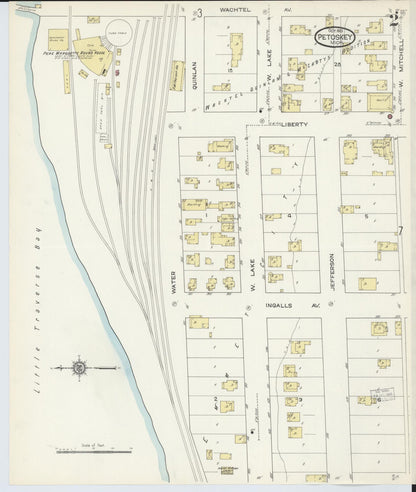 Sanborn Fire Insurance Map from Petoskey, Emmet County, Michigan (1913), Sheet #0002 - Historic Sanborn Fire Insurance Map Print, vintage old map wall art, antique decor, genealogy gift, Michigan Michigan map