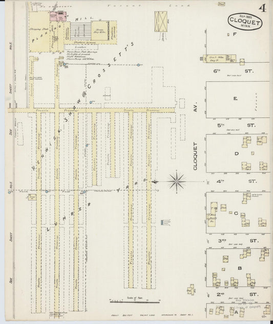 Sanborn Fire Insurance Map from Cloquet, Carlton County, Minnesota (1885), Sheet #0004 - Historic Sanborn Fire Insurance Map Print, vintage old map wall art, antique decor, genealogy gift, Minnesota Minnesota map