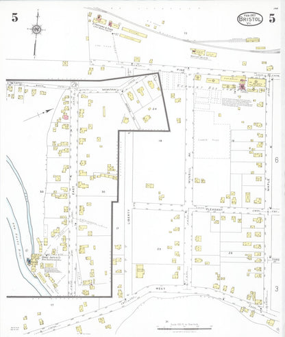 Sanborn Fire Insurance Map from Bristol, Addison County, Vermont (1927), Sheet #0005 - Complete Map Set gallery image, historic Sanborn map, vintage wall art, Vermont Vermont