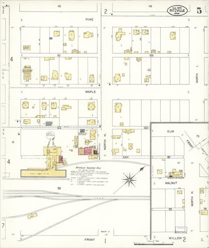 Sanborn Fire Insurance Map from Ritzville, Adams County, Washington (1909), Sheet #0005 - Complete Map Set gallery image, historic Sanborn map, vintage wall art, Washington Washington