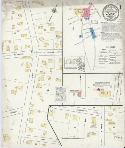 Sanborn Fire Insurance Map from Avon, Norfolk County, Massachusetts (1916), Sheet #0001 - Complete Map Set gallery image, historic Sanborn map, vintage wall art, Massachusetts Massachusetts