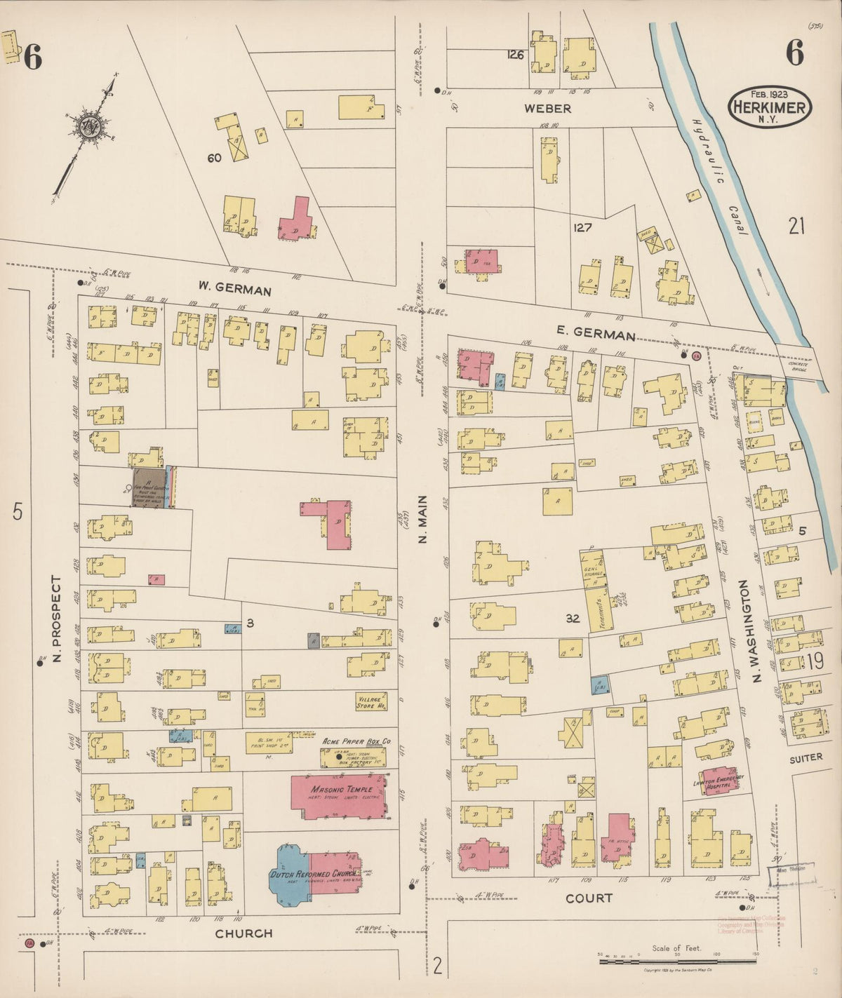 Sanborn Fire Insurance Map from Herkimer, Herkimer County, New York (1923), Sheet #0006 - Complete Map Set gallery image, historic Sanborn map, vintage wall art, New York New York