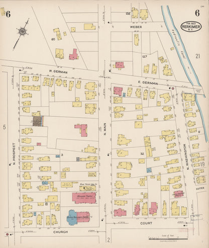 Sanborn Fire Insurance Map from Herkimer, Herkimer County, New York (1923), Sheet #0006 - Complete Map Set gallery image, historic Sanborn map, vintage wall art, New York New York