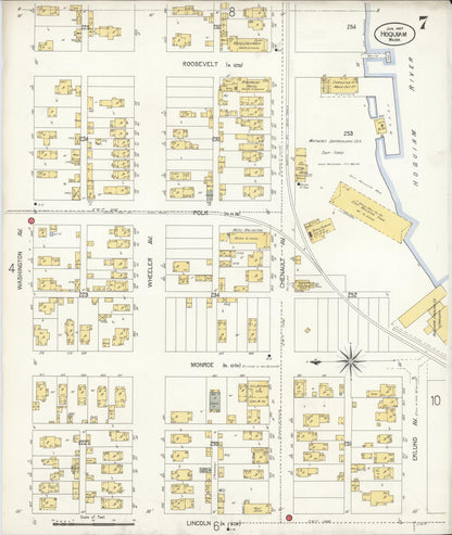 Sanborn Fire Insurance Map from Hoquiam, Grays Harbor County, Washington (1907), Sheet #0007 - Complete Map Set gallery image, historic Sanborn map, vintage wall art, Washington Washington