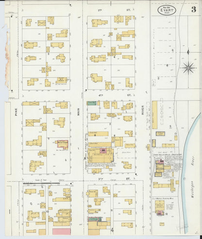 Sanborn Fire Insurance Map from Evart, Osceola County, Michigan (1904), Sheet #0003 - Complete Map Set gallery image, historic Sanborn map, vintage wall art, Michigan Michigan