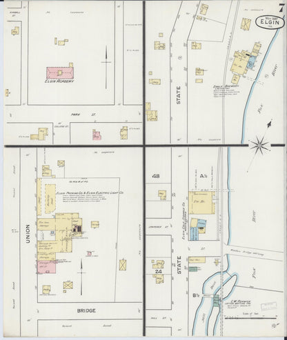 Sanborn Fire Insurance Map from Elgin, Kane County, Illinois (1887), Sheet #0007 - Complete Map Set gallery image, historic Sanborn map, vintage wall art, Illinois Illinois