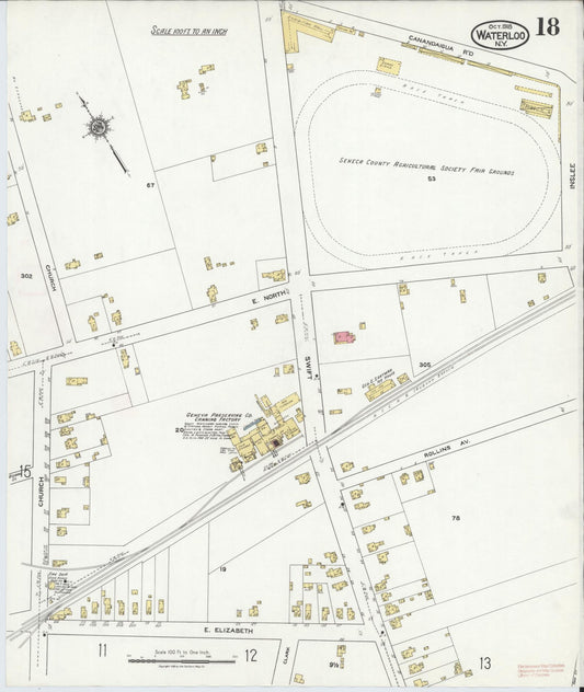 Sanborn Fire Insurance Map from Waterloo, Seneca County, New York (1918), Sheet #0018 - Historic Sanborn Fire Insurance Map Print, vintage old map wall art, antique decor, genealogy gift, New York New York map