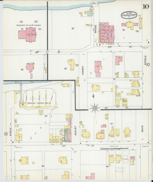 Sanborn Fire Insurance Map from Frankfort, Franklin County, Kentucky (1896), Sheet #0010 - Historic Sanborn Fire Insurance Map Print, vintage old map wall art, antique decor, genealogy gift, Kentucky Kentucky map