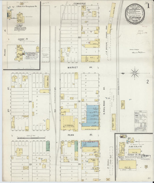 Sanborn Fire Insurance Map from Flatonia, Fayette County, Texas (1896), Sheet #0001 - Historic Sanborn Fire Insurance Map Print, vintage old map wall art, antique decor, genealogy gift, Texas Texas map