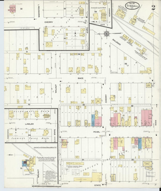 Sanborn Fire Insurance Map from Tyndall, Bon Homme County, South Dakota (1911), Sheet #0002 - Historic Sanborn Fire Insurance Map Print, vintage old map wall art, antique decor, genealogy gift, South Dakota South Dakota map