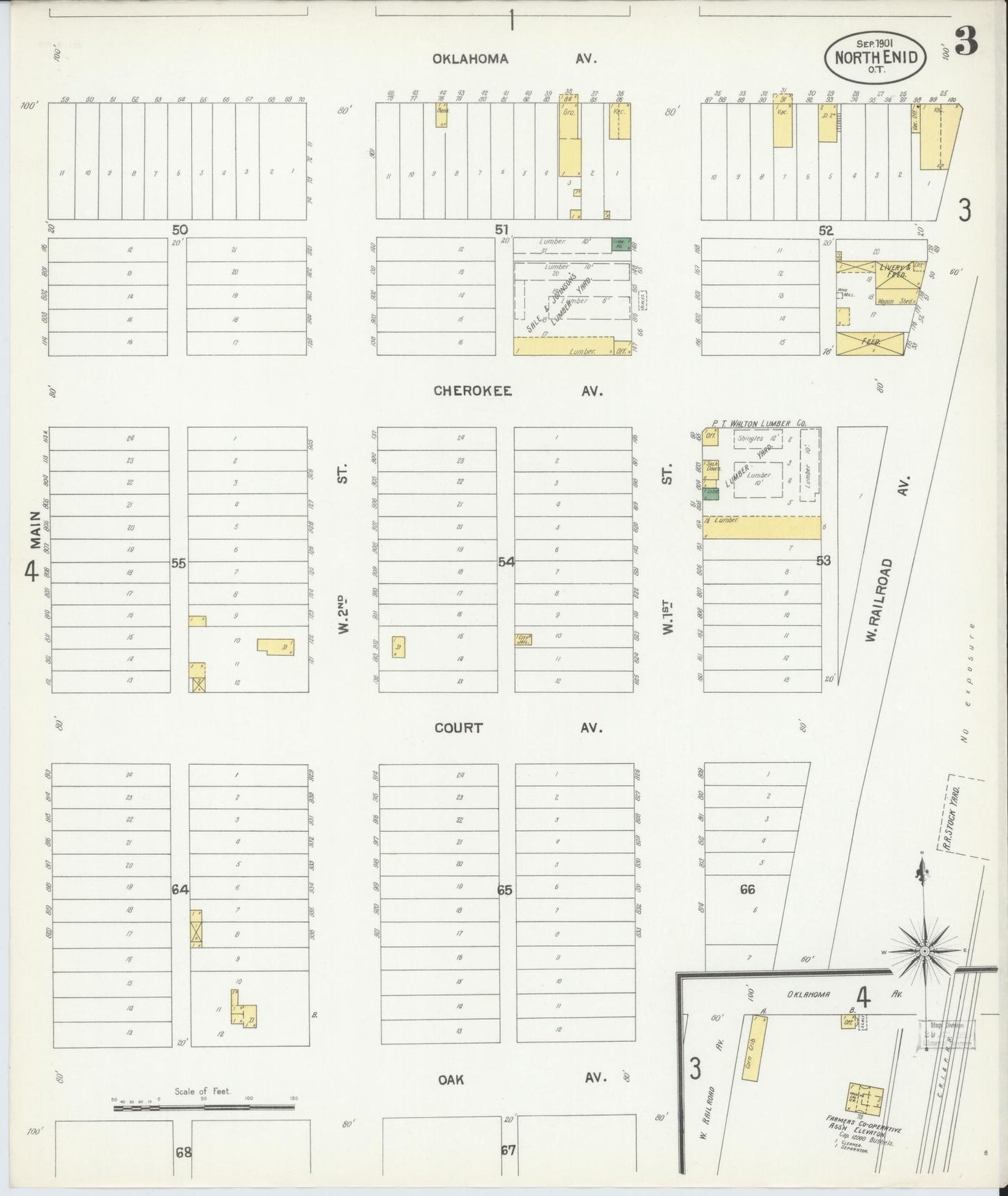 Sanborn Fire Insurance Map from North Enid, Garfield County, Oklahoma (1901), Sheet #0003 - Complete Map Set gallery image, historic Sanborn map, vintage wall art, Oklahoma Oklahoma