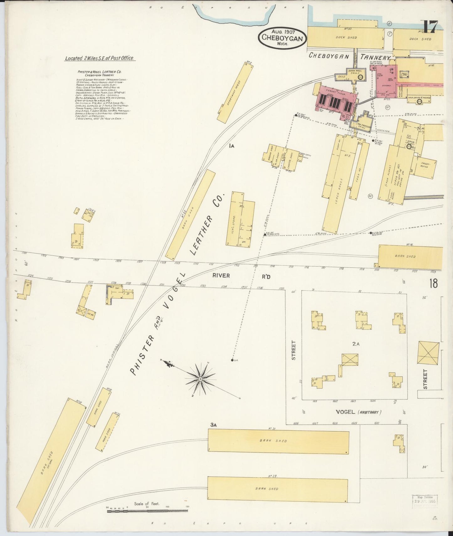 Sanborn Fire Insurance Map from Cheboygan, Cheboygan County, Michigan (1907), Sheet #0017 - Complete Map Set gallery image, historic Sanborn map, vintage wall art, Michigan Michigan