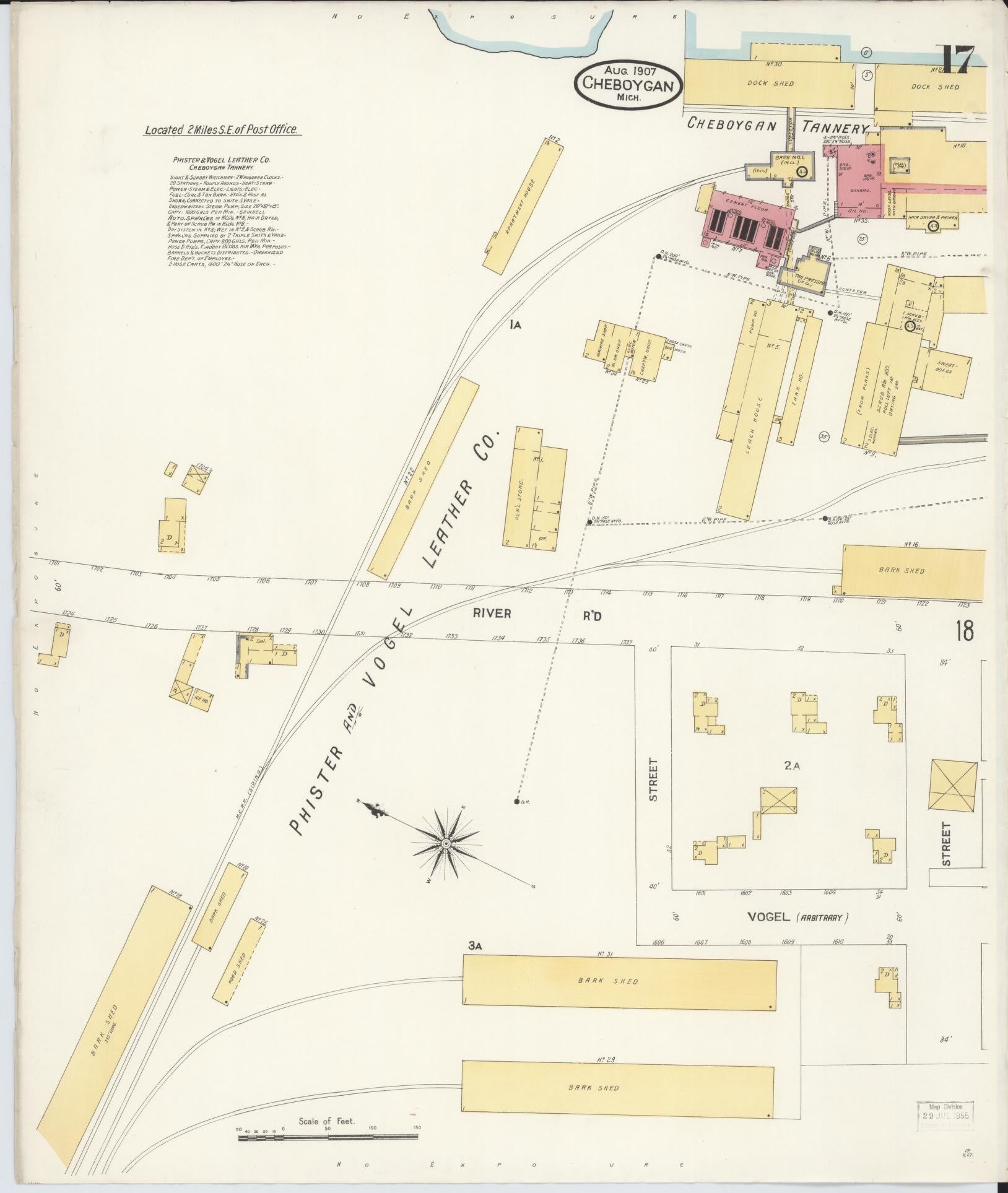 Sanborn Fire Insurance Map from Cheboygan, Cheboygan County, Michigan (1907), Sheet #0017 - Complete Map Set gallery image, historic Sanborn map, vintage wall art, Michigan Michigan